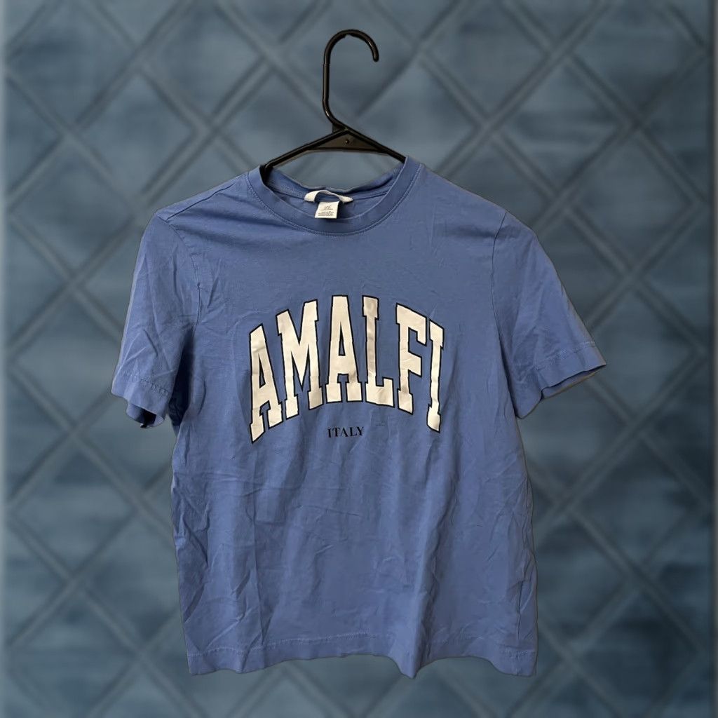 H&M VINTAGE H&M Blue Cotton T-Shirt Short Sleeve Womens XS Amalfi Coast Logo Relaxed Fit Size XS / US 0-2 / IT 36-38 - 1 Thumbnail