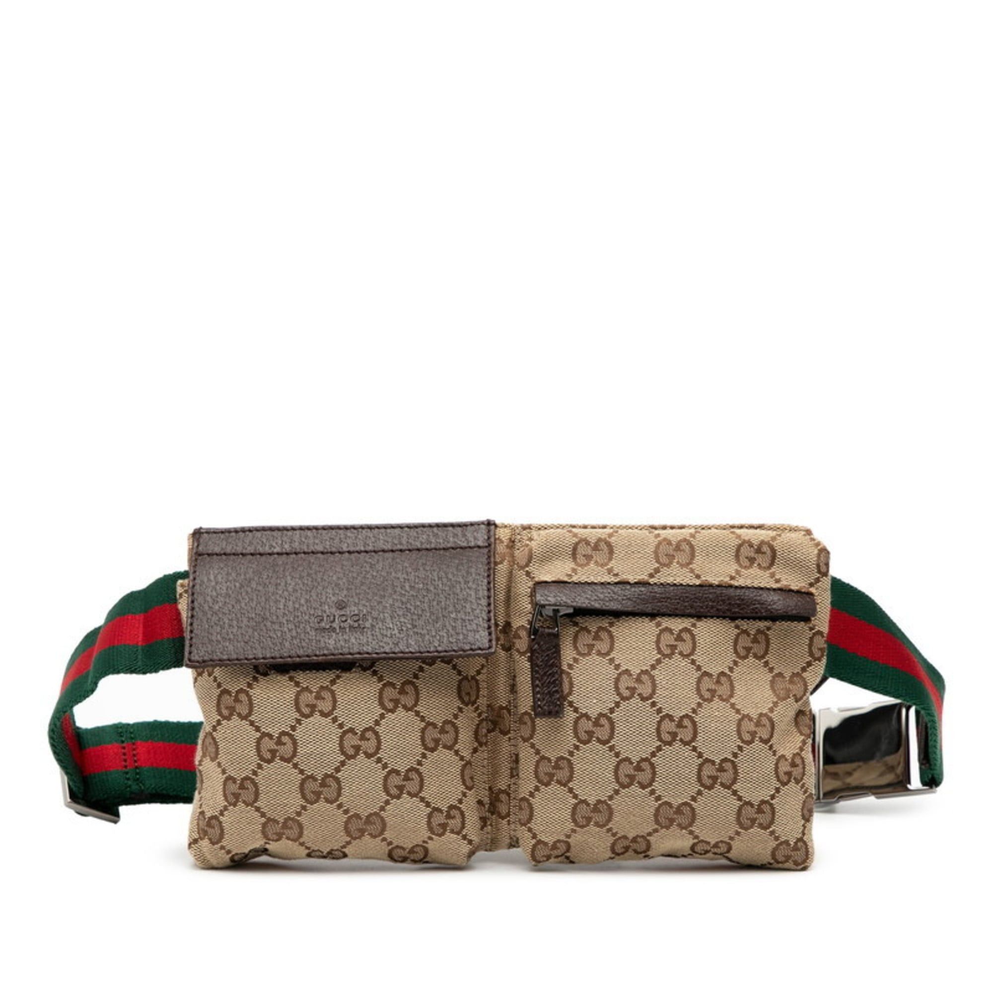 Gucci GG Canvas Sherry Line Body Bag/Waist Bag 162962 Beige/Brown Canvas/Leather Women's GUCCI