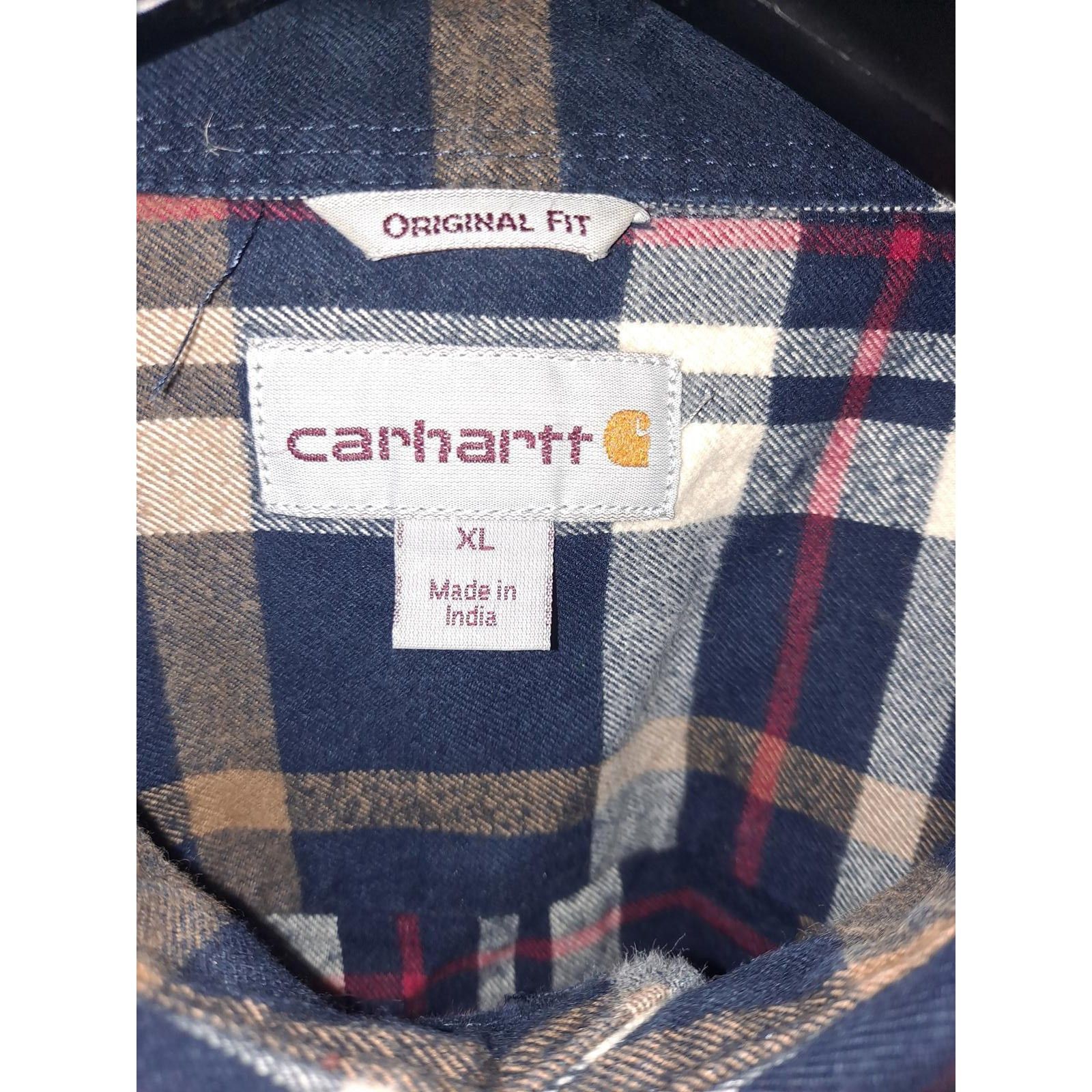 Carhartt Carhartt Original Fit Button Up Blue Tan White Red Flannel S Size US XL / EU 56 / 4 - 3 Thumbnail