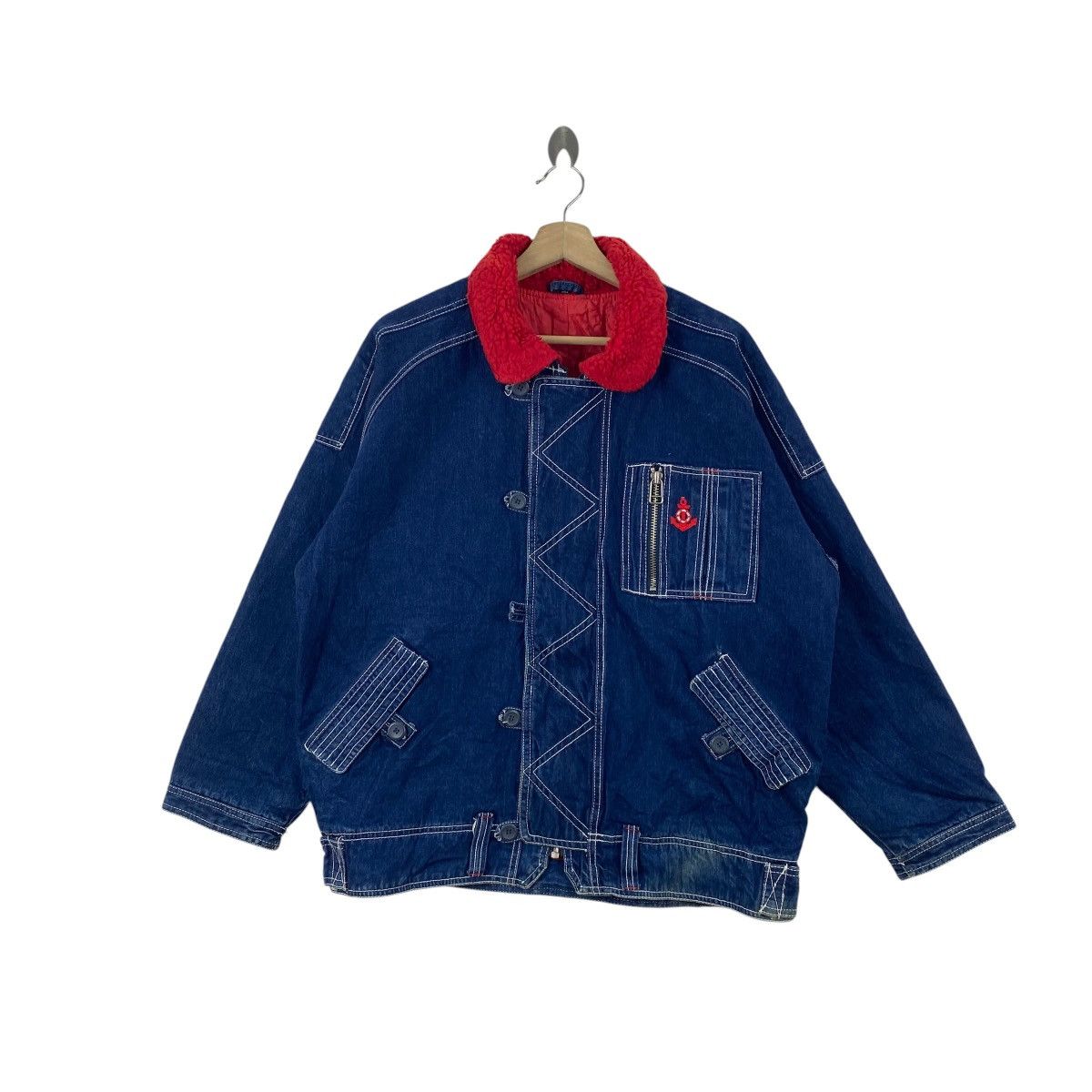 Vintage Vintage INDIGO DENIM Workwear Jacket Boa Collar Quilted Size US XXL / EU 58 / 5 - 1 Thumbnail