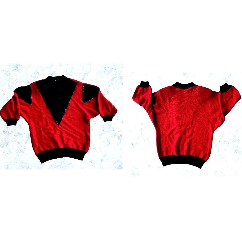 Vintage Vintage 80s Bonnie Bill by Holly Medium Sweater Red Black Size M / US 6-8 / IT 42-44 - 6 Thumbnail