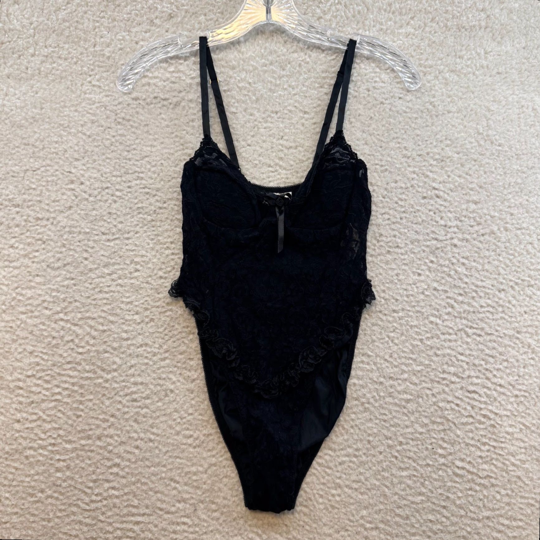 Vintage VINTAGE 90s Y2K Black Lace Bodysuit Slim S Small XS Goth Fairy Victorian Edwardian Slip Look Womens Boys Girls? Size S / US 4 / IT 40 - 3 Thumbnail