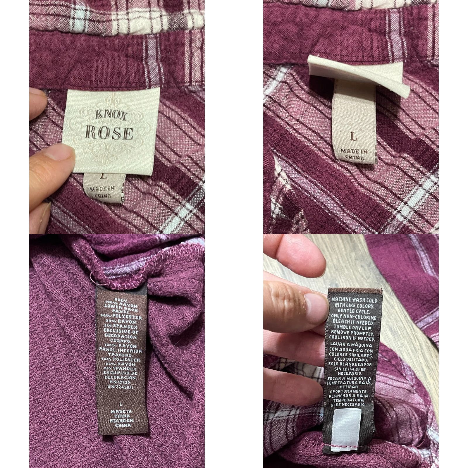 Vintage Knox Rose Shirt, Women's Large Button Up, Plaid White Purple, Duck Tail Size L / US 10 / IT 46 - 8 Thumbnail