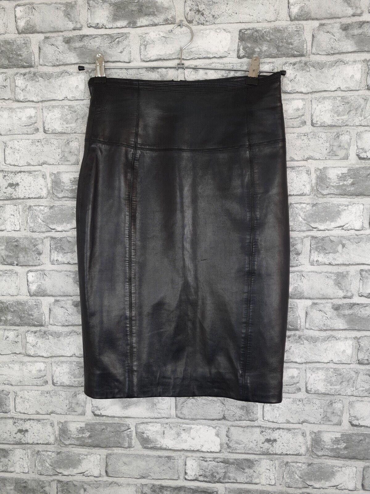 Designer Amanda Wakeley Leather Skirt Size 10 Black Pencil Size 28" / US 6 / IT 42 - 1 Thumbnail
