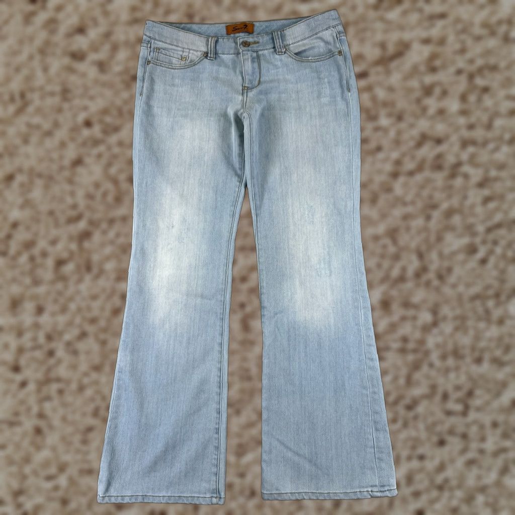 Vintage Seven7 Jeans Women 30 Blue Denim Boot Cut Light Wash Distressed 32x32 Size 30" / US 8 / IT 44 - 1 Thumbnail