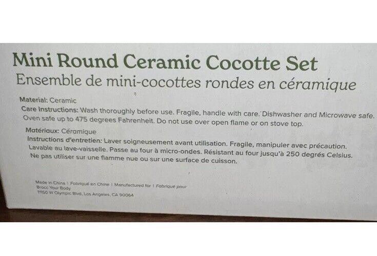 Designer NEW Brocc Your Body Mini Ceramic Cocotte Dutch Oven Set Size ONE SIZE - 9 Thumbnail