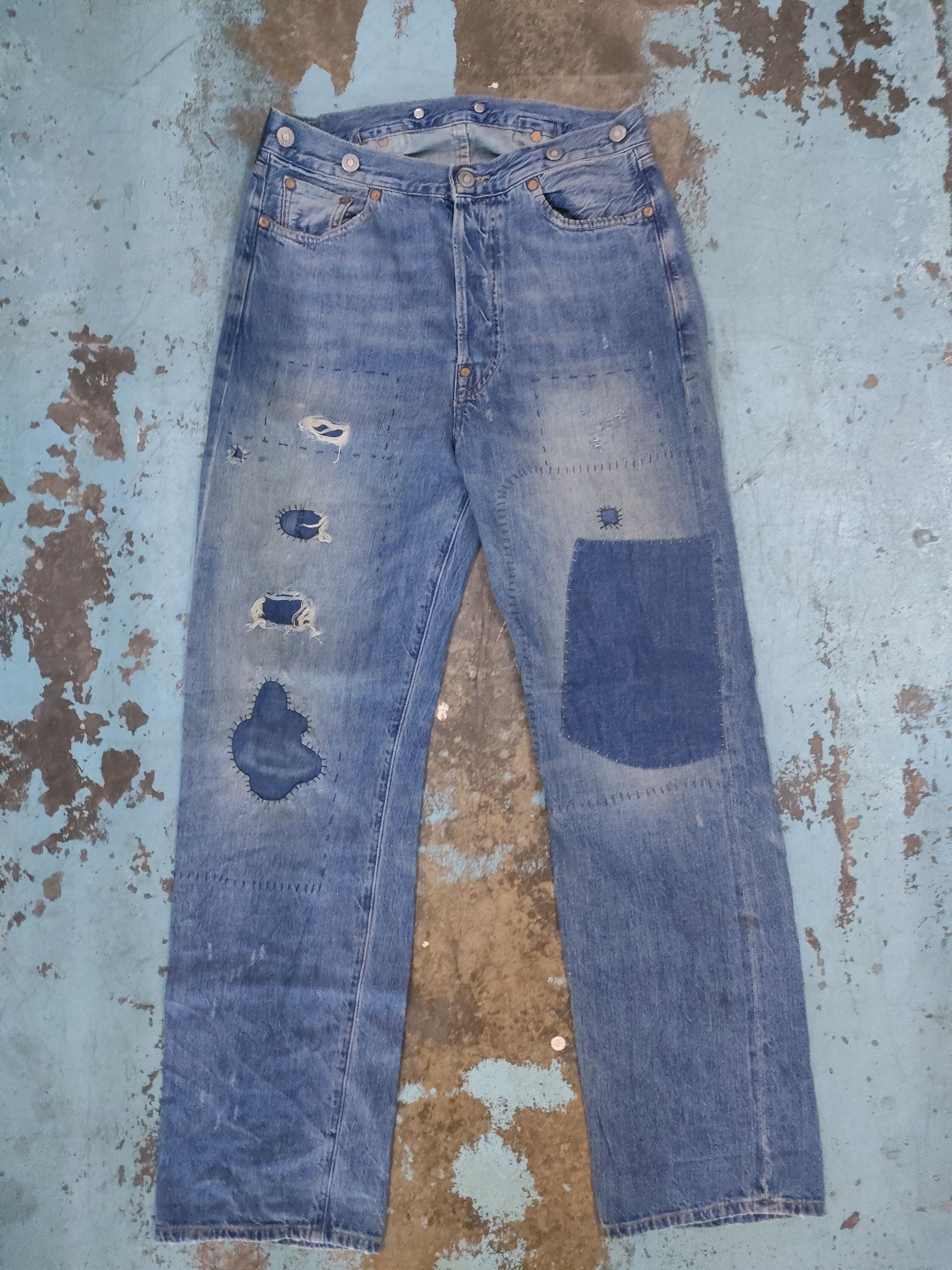 Levi's Vintage Clothing Levi's Patch Bovine Leather Patchwork Selvedge Jeans Size US 29 - 1 Thumbnail