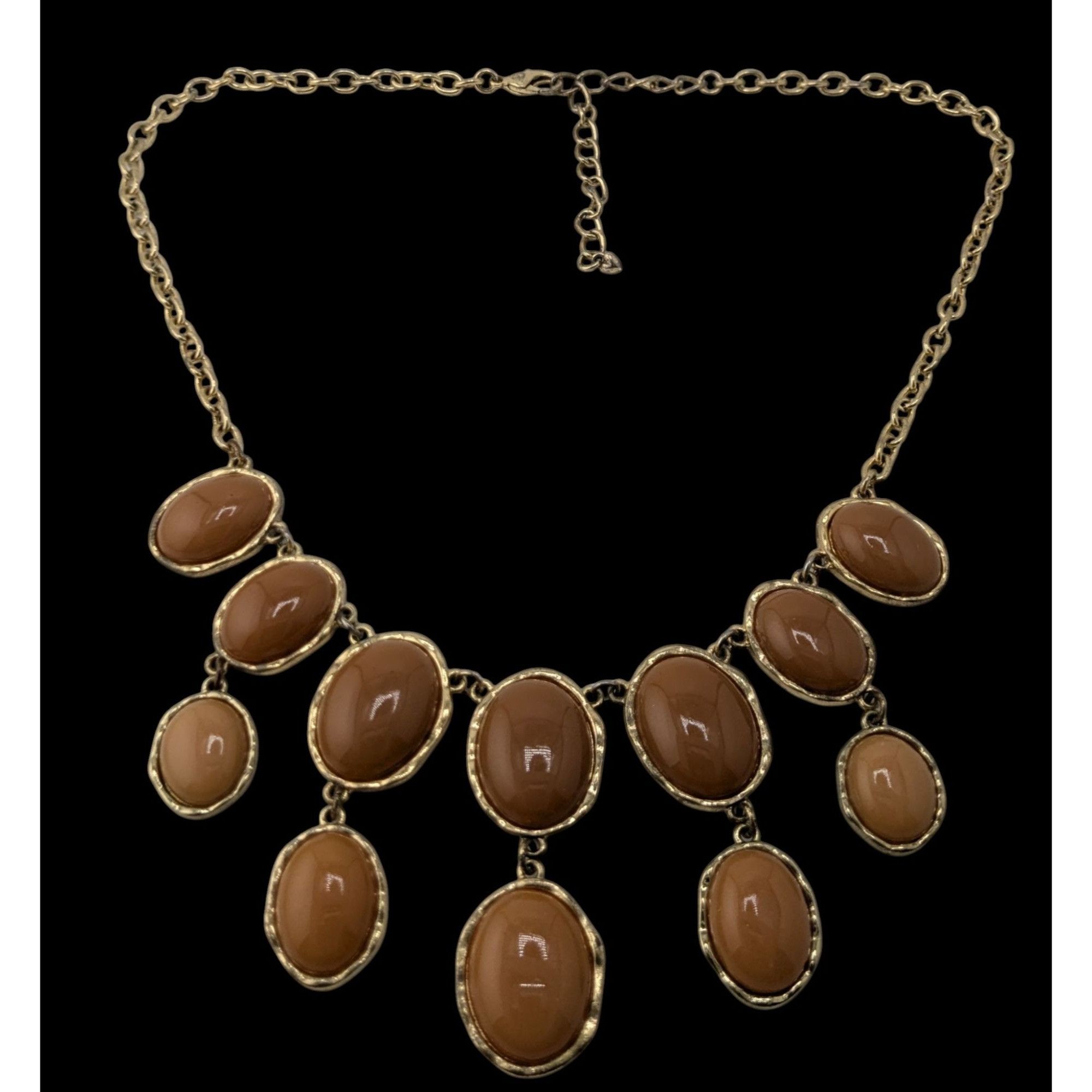 Other Y2K Gold-Tone Statement Necklace With Brown Resin Ovals Size ONE SIZE - 2 Thumbnail