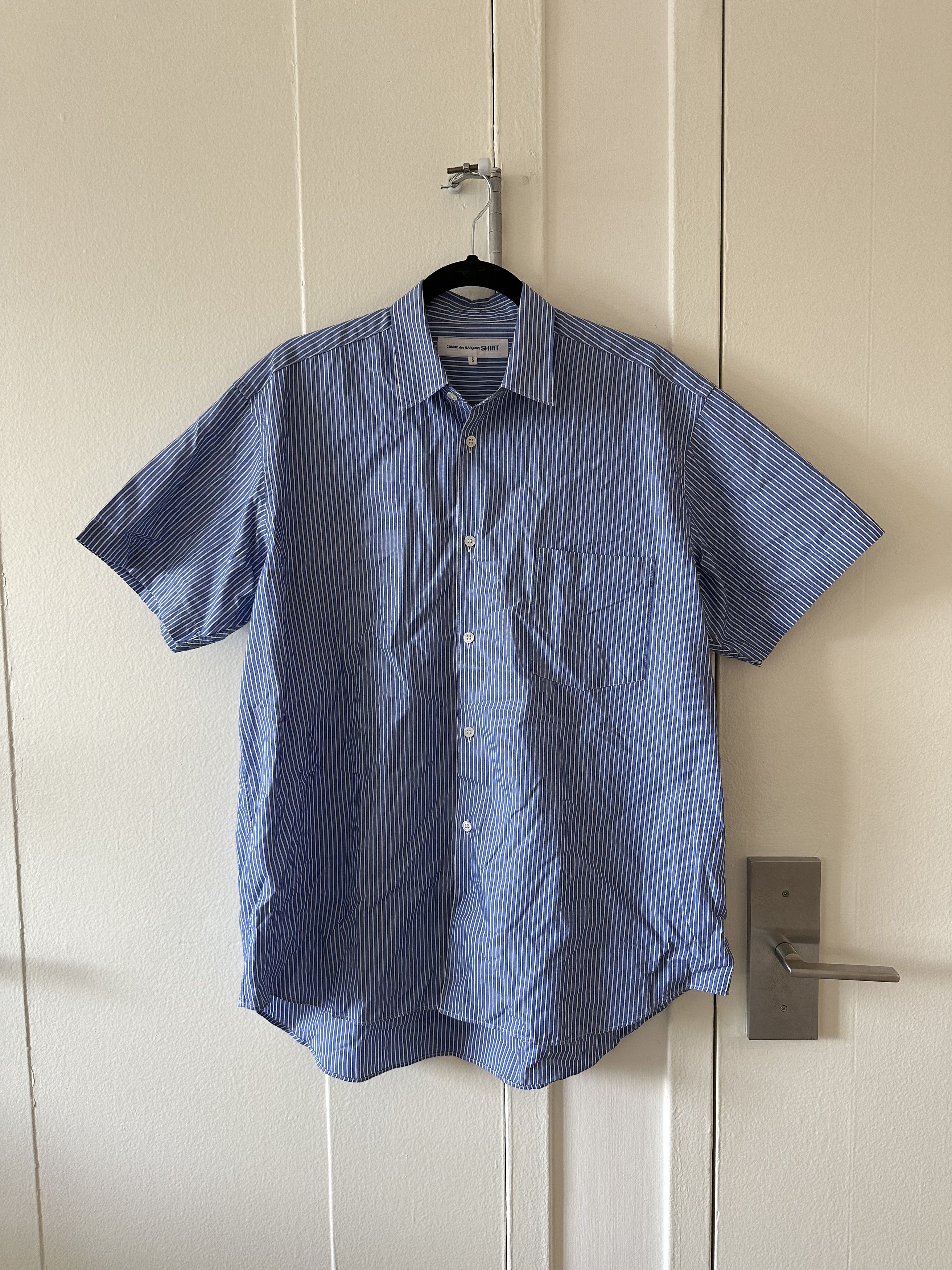 Pre-owned Comme Des Garcons X Comme Des Garcons Shirt Striped Short Sleeve Button Up In Blue