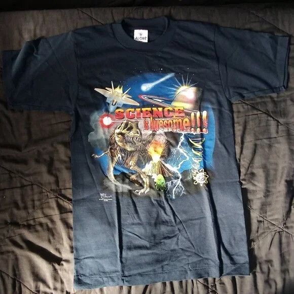 Vintage NWT DS Science Is Awesome Dinosaur Outer Space T-Shirt Size US S / EU 44-46 / 1 - 2 Thumbnail