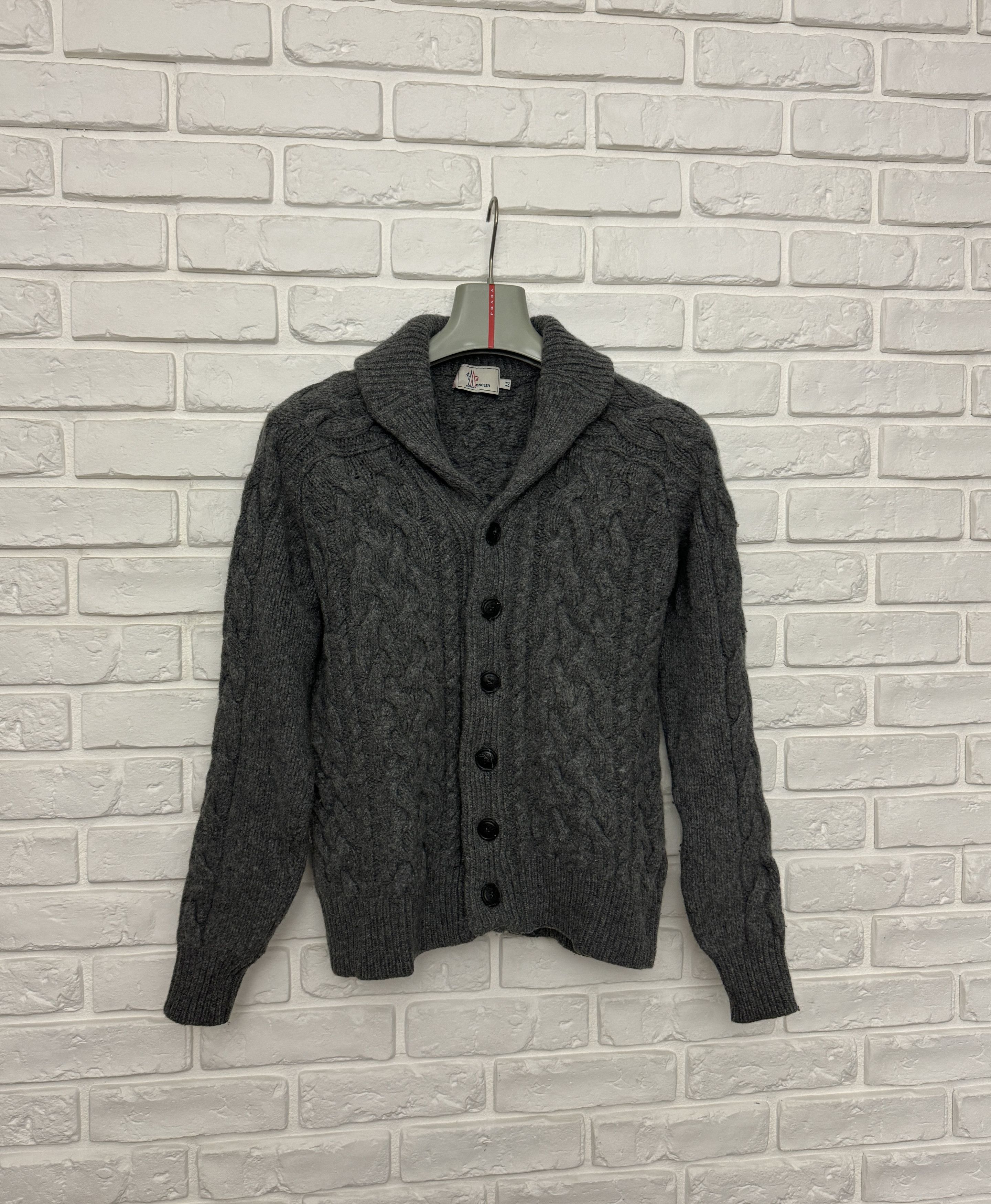 Moncler Moncler Maglione Tricot Cardigan Wool Sweater Gray Size M 