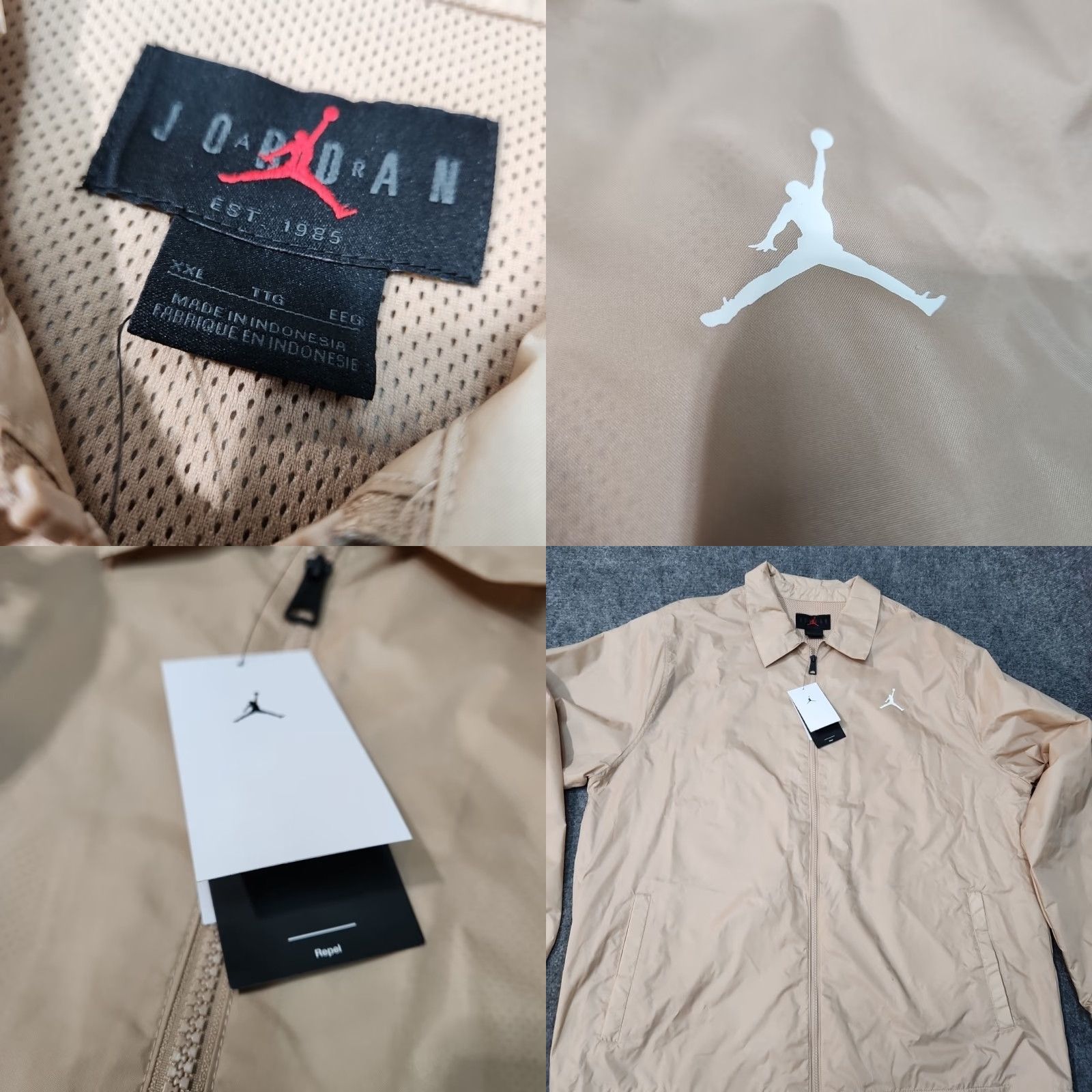 Jordan Brand Air Jordan Flight MVP Back Print Logo Jacket Men 2XL Tan Brown Nike Air Logo Windbreaker Jacket Size US XXL / EU 58 / 5 - 8 Thumbnail