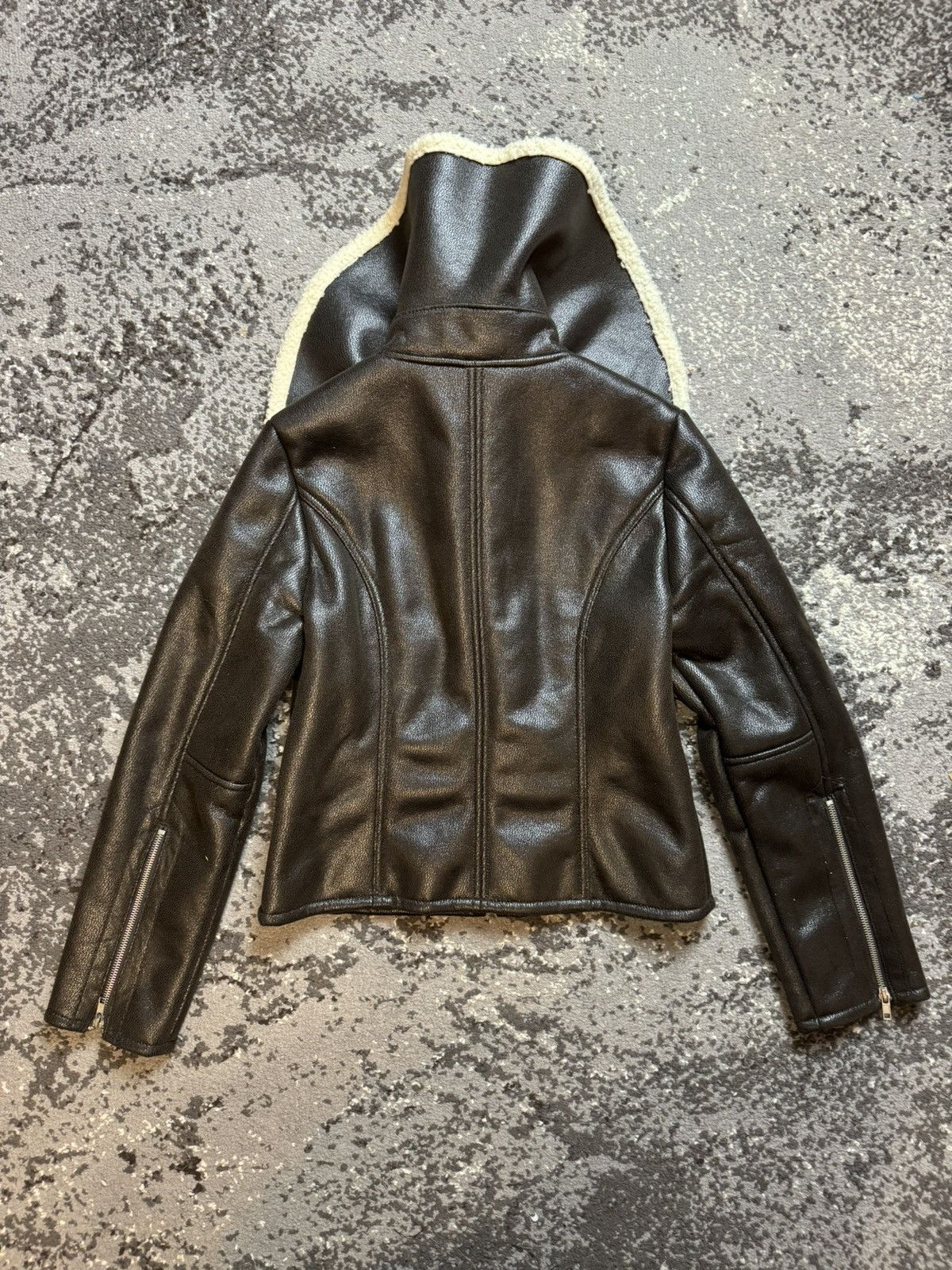 Designer × Japanese Brand Y2K Leather LGB Style Fuzzy Long Collar Biker Bomber Jacket Size US S / EU 44-46 / 1 - 10 Thumbnail