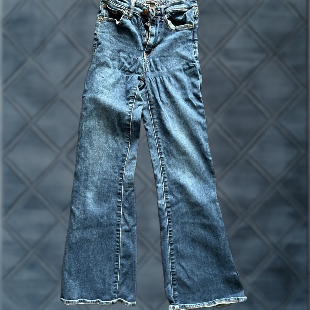 American Eagle Outfitters VINTAGE American Eagle Outfitters Jeans Flared 2 Ladies Blue Distressed 29in Inseam 28in Waist Regular Hi-Rise Size 26" / US 2 / IT 38 - 1 Thumbnail