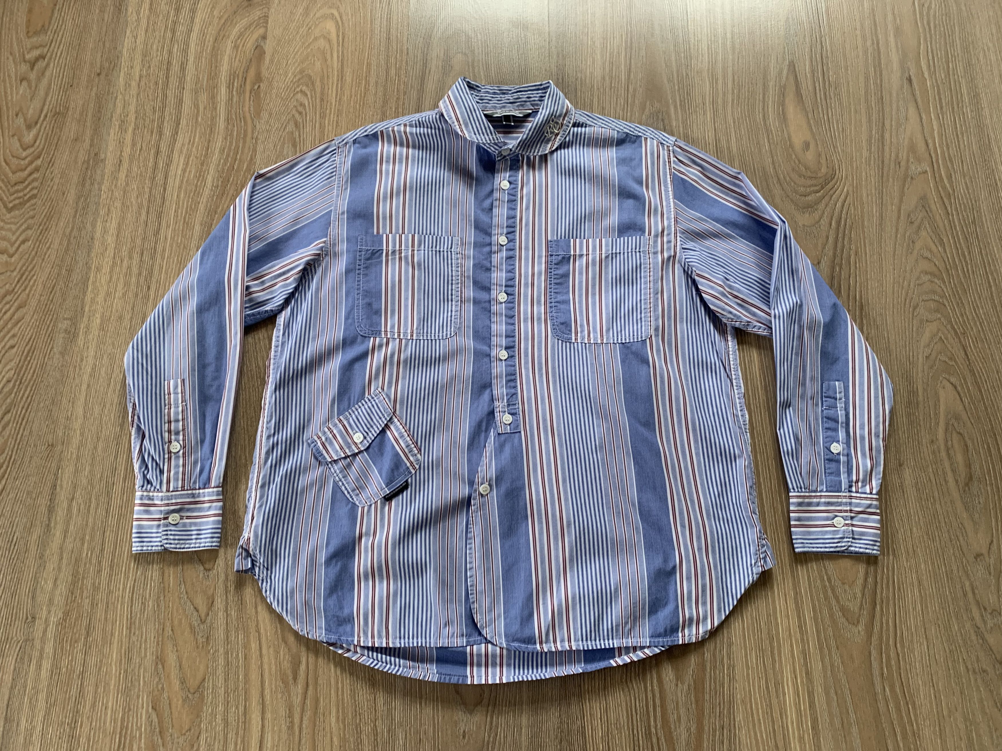 Japanese Brand PSO Striped Pocket Long Sleeve Button Up Shirt Size US S / EU 44-46 / 1 - 2 Thumbnail