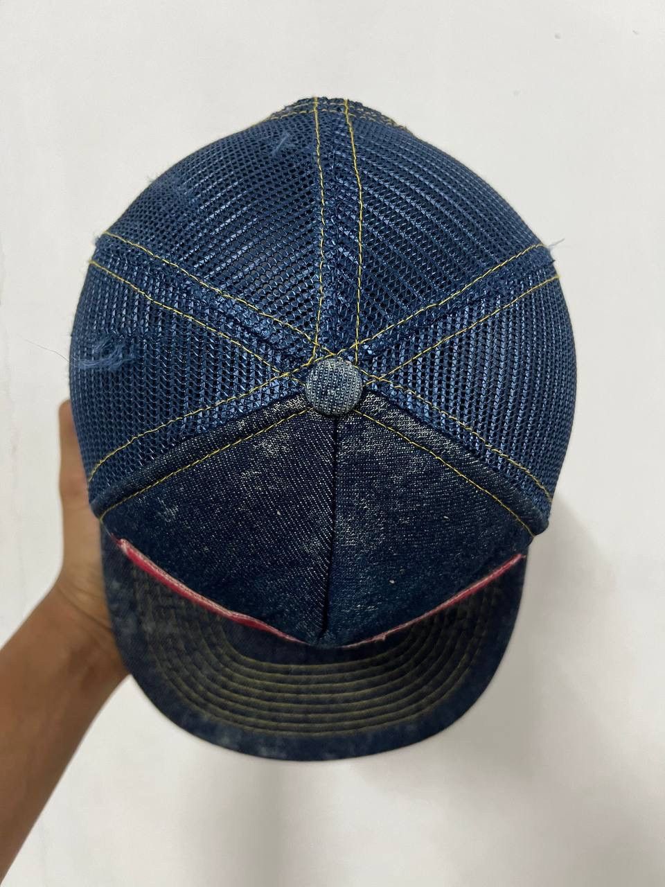 Japanese Brand The Go Team Denim Fade Trucker Hat Size ONE SIZE - 10 Thumbnail