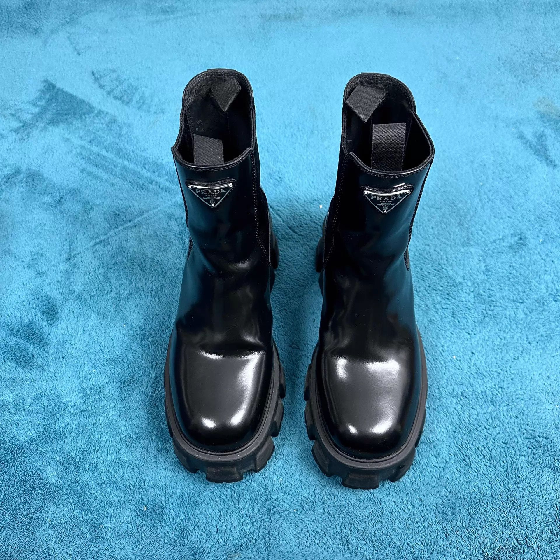 Prada Prada Monolith Leather Chelsea Boots Black New Accessories Size US 6.5 / IT 36.5 - 1 Thumbnail