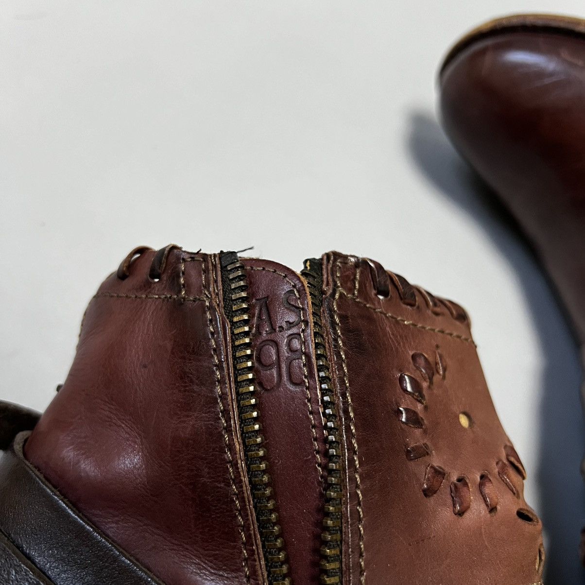 A.S.98 A.S.98 Airstep Design Zip Ankle Boots Shoes Burgundy leather Size US 7 / IT 37 - 16 Thumbnail