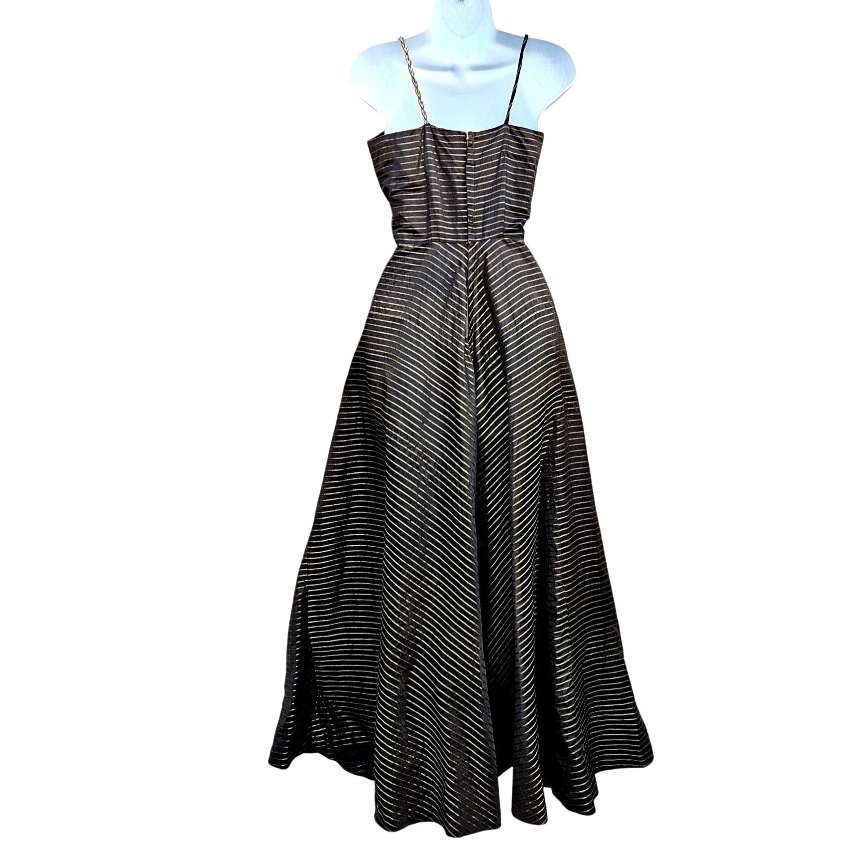 Other 50s Egyptian Black Gold Stripe Evening Gown Full Skirt XXS S Size XXS / US 00 / IT 34 - 4 Thumbnail