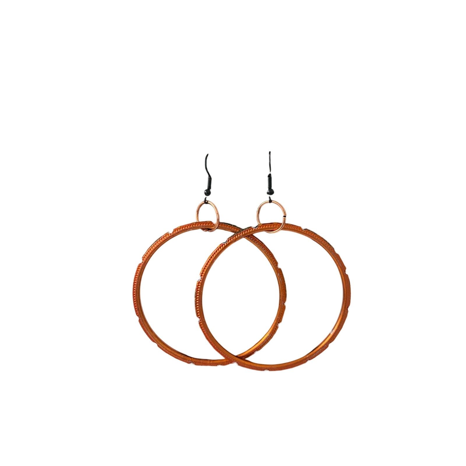 Handmade skinny orange hoop earrings Size ONE SIZE - 1 Thumbnail