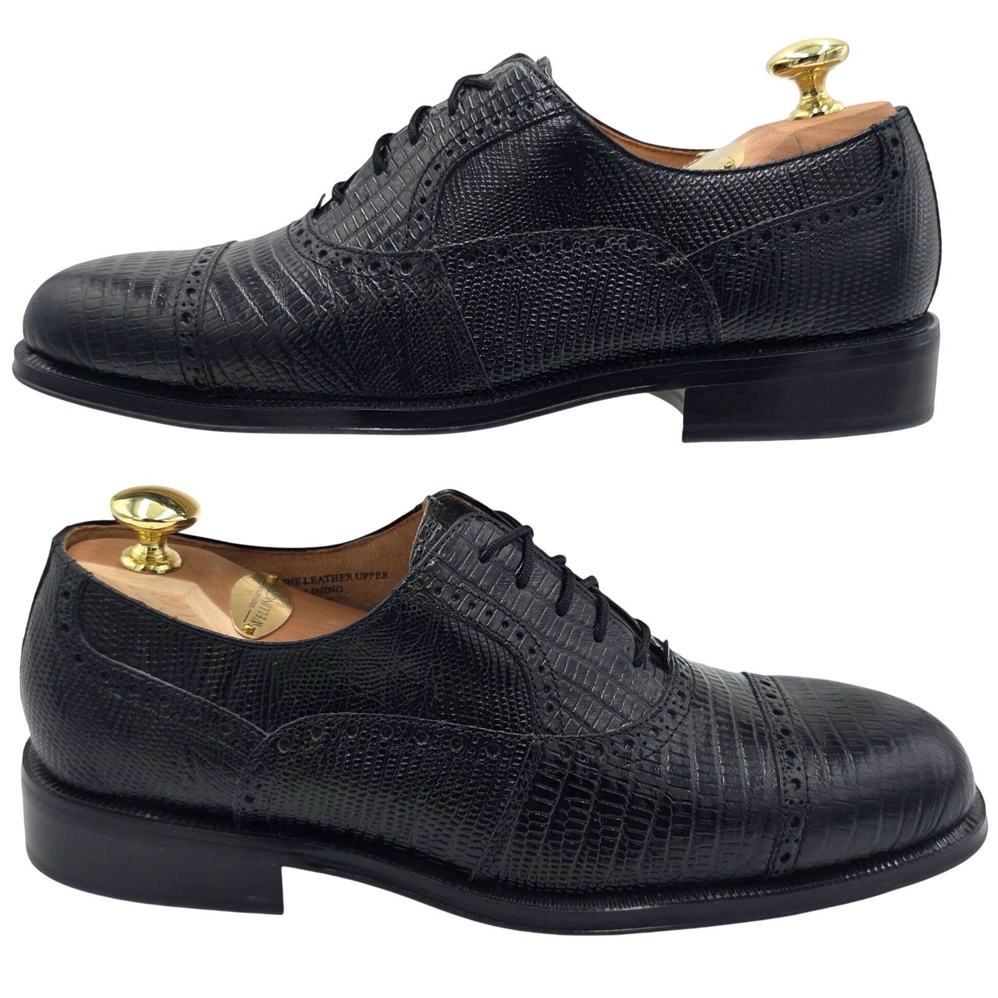 Giorgio Brutini NEW Giorgio Brutini Black Lizard Print Leather Cap-toe Oxfor Size US 8 / EU 41 - 4 Thumbnail