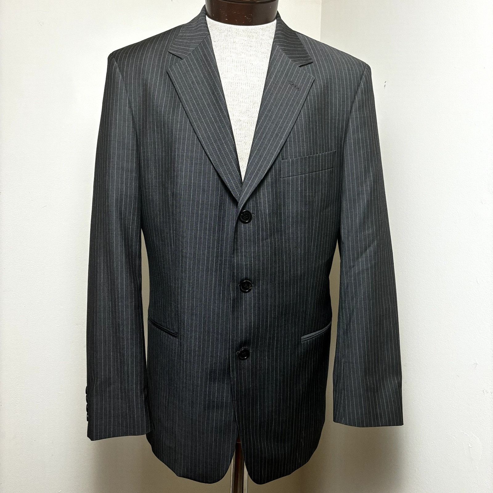 Hugo Boss Hugo Boss Mens Sport Coat Gray Striped Blazer Sz 40R Virgin Size 40R - 2 Thumbnail