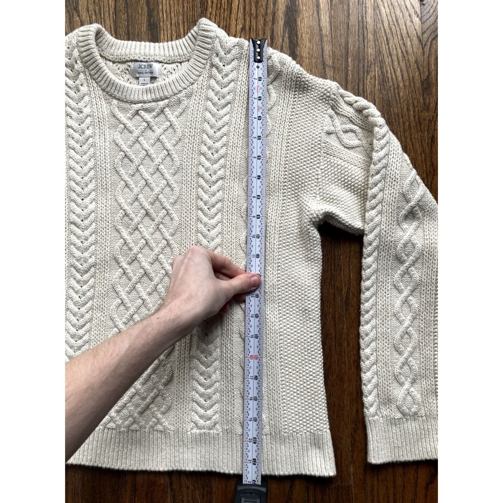 J.Crew VINTAGE J.CREW Sweater Womens Large Ivory Cable-Knit Cotton Classic Preppy Pullover L Womens Size L / US 10 / IT 46 - 7 Thumbnail