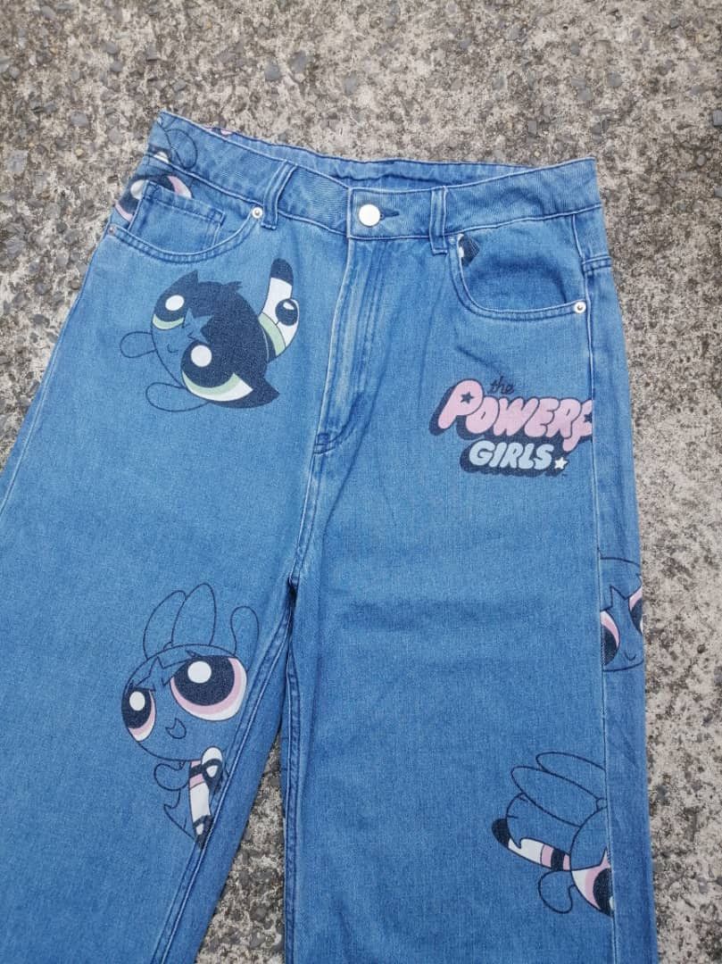 Cartoon Network H&M X Cartoon Network Power Puff Girls Denim Jeans Size 29" - 2 Thumbnail
