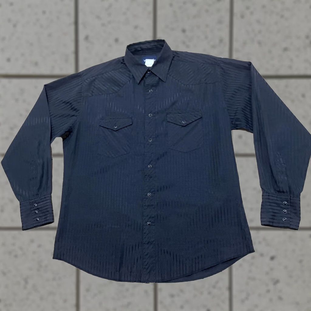 Wrangler Wrangler Pearl Snap Western Shirt Men L Black Cowboy Vintage Large Rockabilly Size US L / EU 52-54 / 3 - 1 Thumbnail