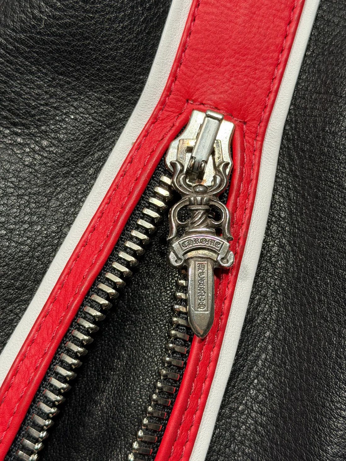 Chrome Hearts Chrome Hearts Cross Patch Leather Jacket Red Racing Stripe Size US S / EU 44-46 / 1 - 7 Thumbnail