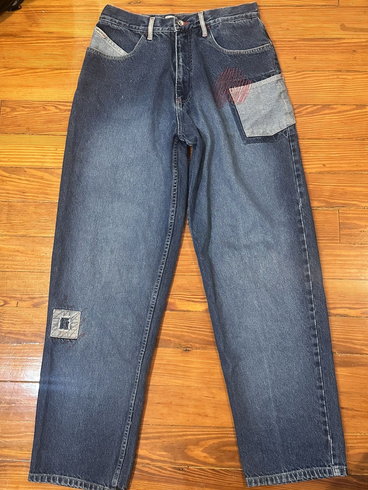 Fubu Platinum FUBU Jeans W32 L34 Red Embroidered Vintage Baggy Size US 32 / EU 48 - 2 Thumbnail