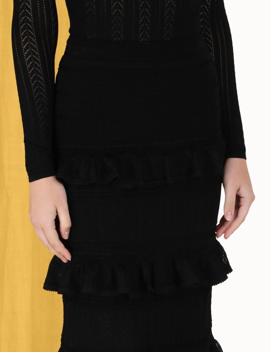 Zimmermann oc11z0325 Luminosity Ruffle Midi Skirt in Black Size 25" / US 0 / IT 36 - 4 Thumbnail