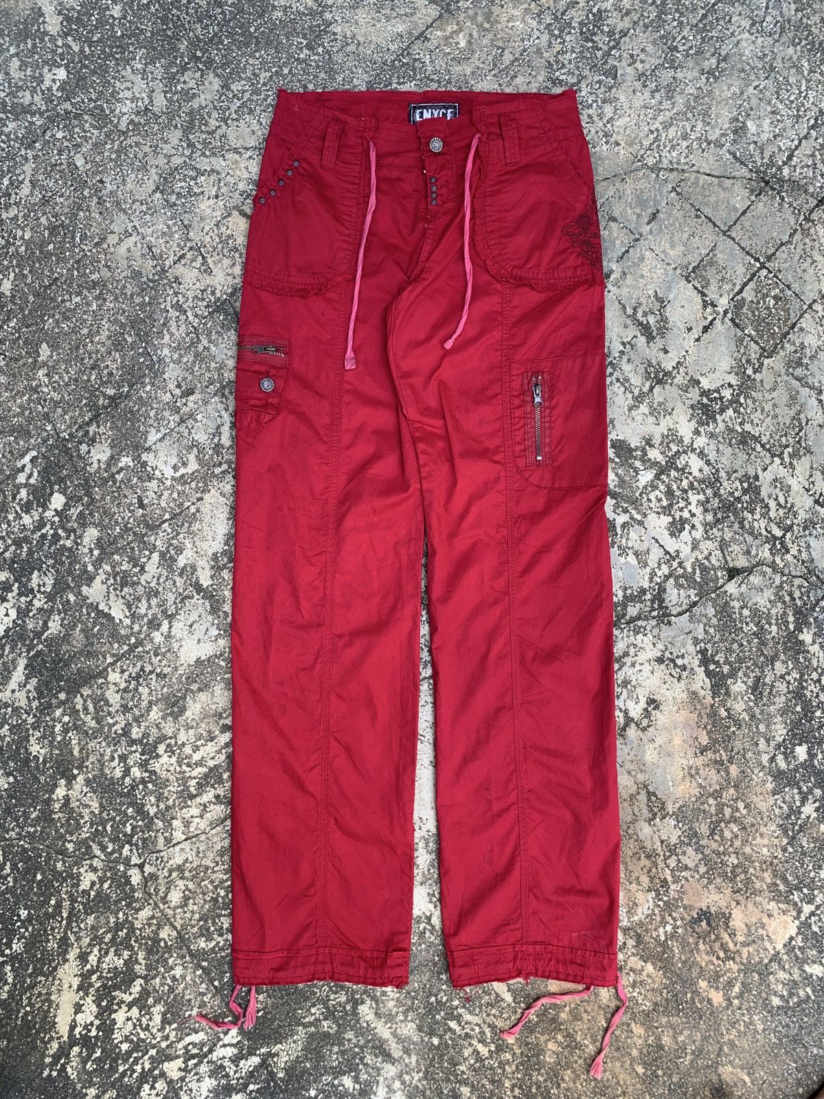 Enyce y2k Enyce Workwear Red Combat Cargo Embroidery Pants Size 27" / US 4 / IT 40 - 6 Thumbnail