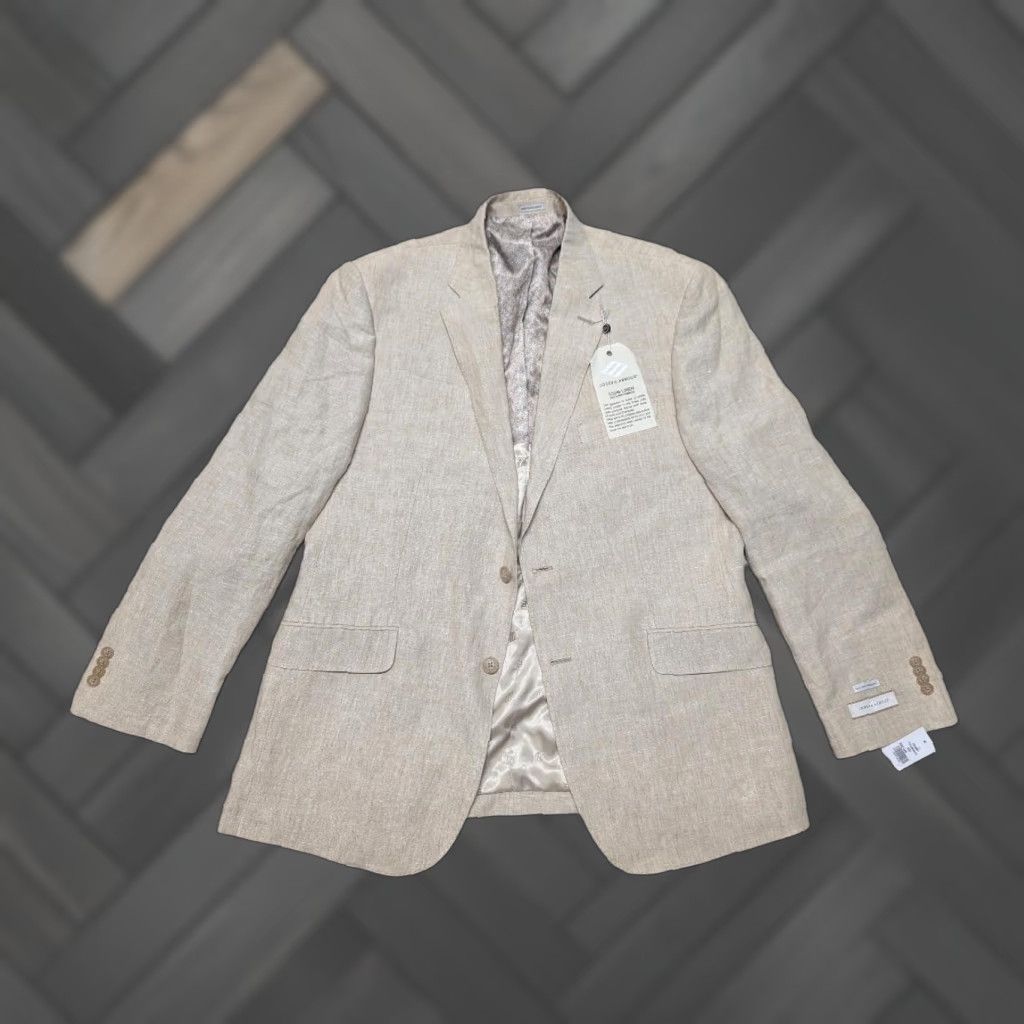 Joseph Abboud VINTAGE Joseph Abboud blazer LINEN sportscoat 44R tan brown NWT blazer Linen Slim fit Men Size 44R - 1 Thumbnail