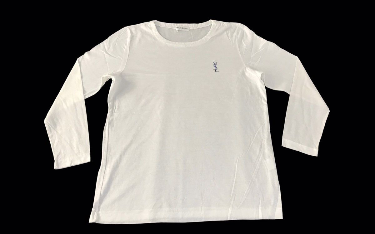 Designer 90s Yves Saint Laurent White Plain Inner Longsleeve Tee Size US M / EU 48-50 / 2 - 1 Thumbnail