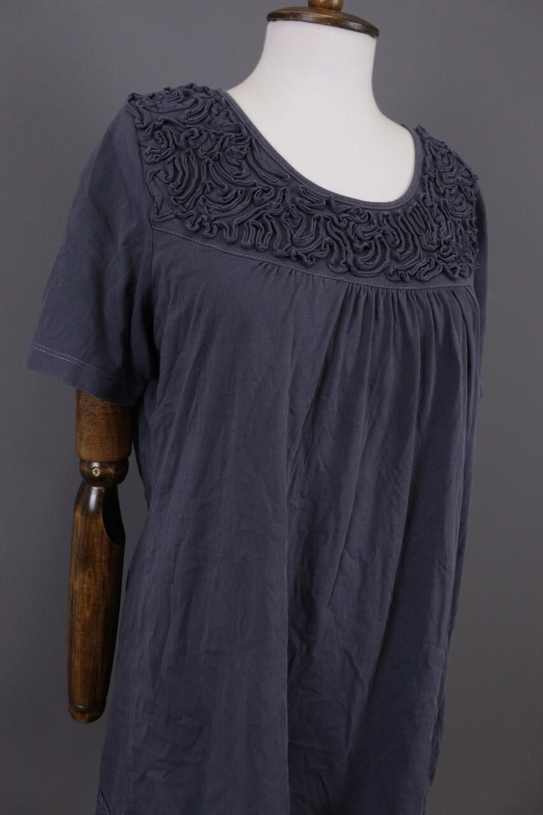 Designer Deerberg by Oska Gray Embroidered Relaxed Knee Dress Size L Size L / US 10 / IT 46 - 3 Thumbnail