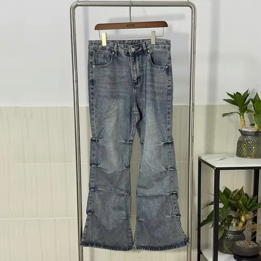 Jean × Vintage Distressed Micro-flare Jeans Size US 31 - 4 Thumbnail
