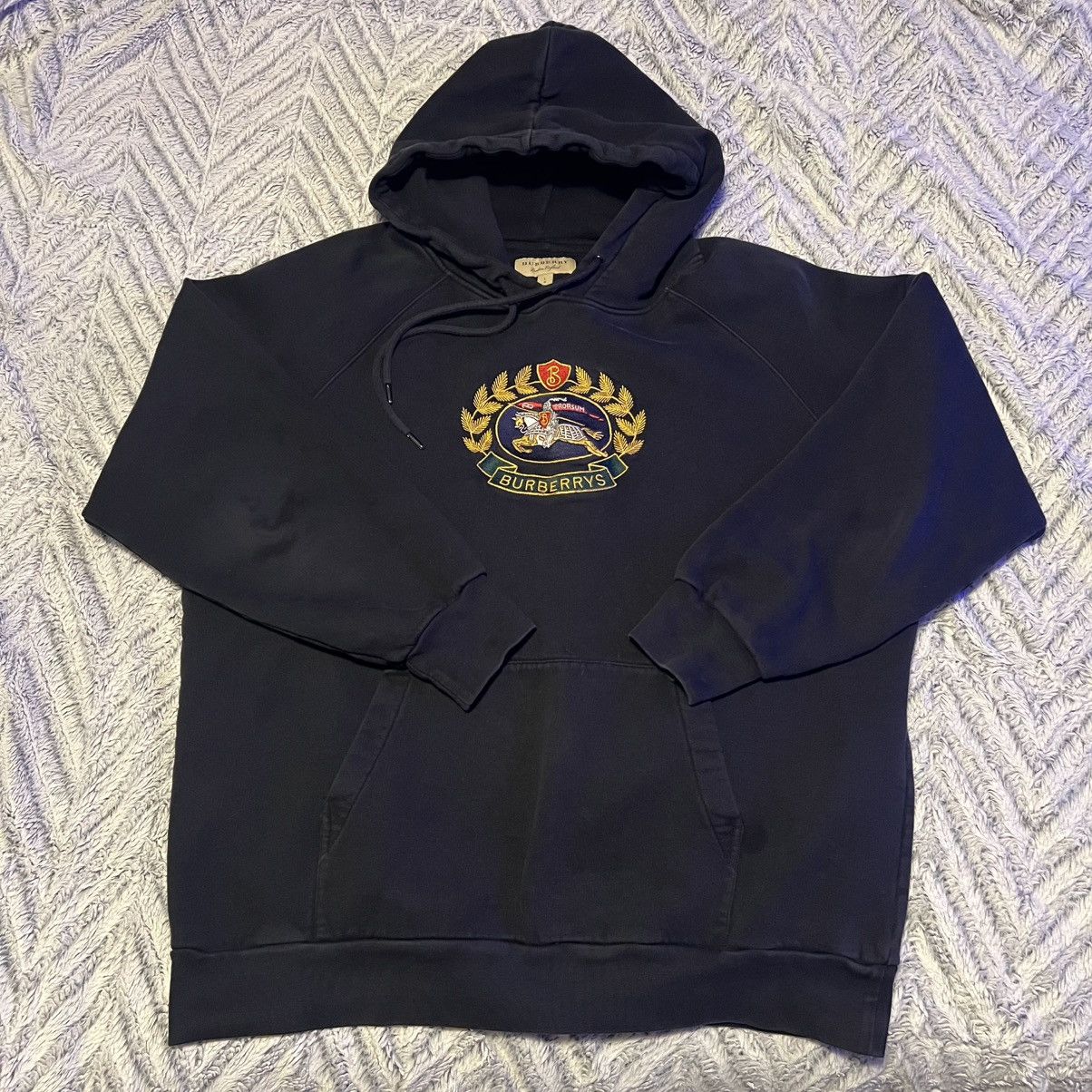 RARE VINTAGE BURBERRY London England Embroidered Hoodie