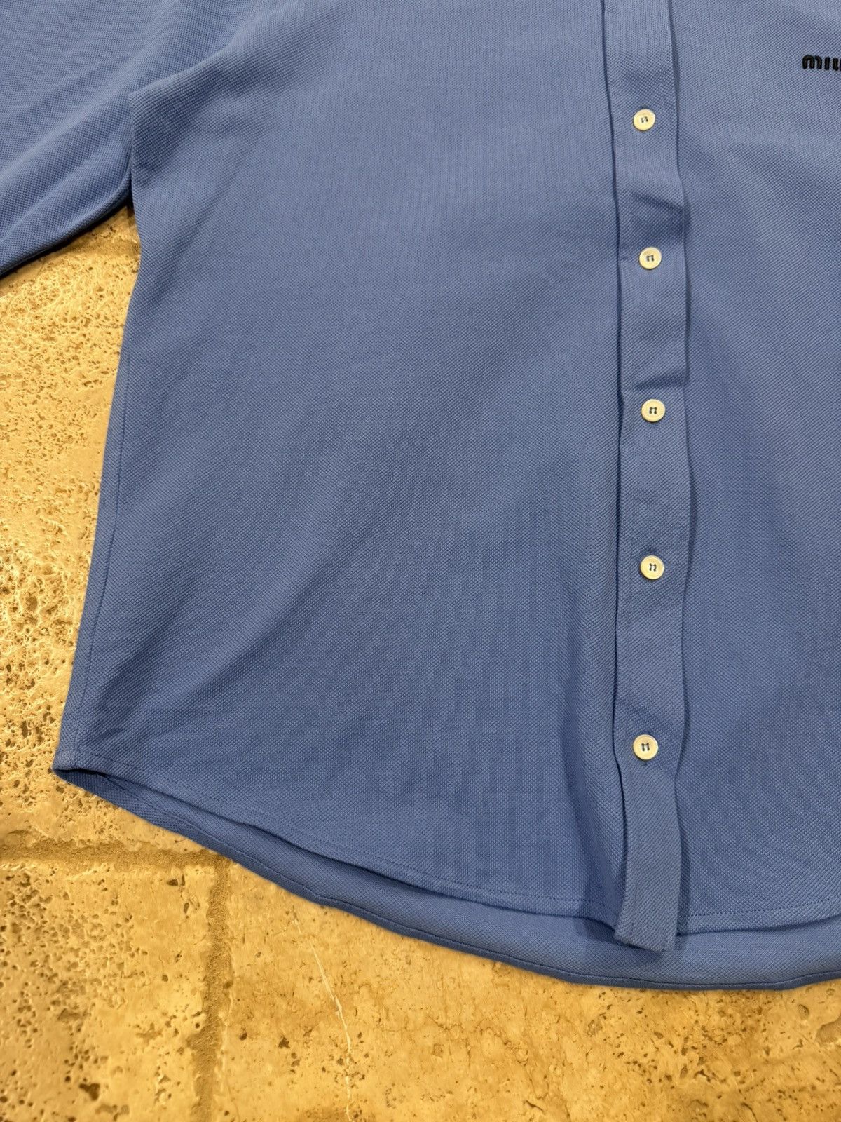 Miu Miu Miu Miu Cotton Pique Periwinkle Blue LS Button Up Shirt Size XS / US 0-2 / IT 36-38 - 7 Thumbnail