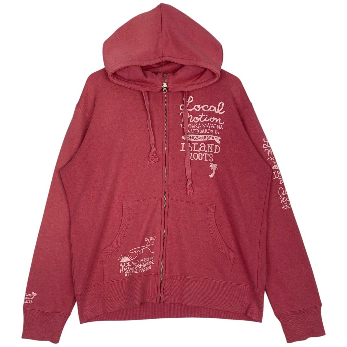 Vintage Vintage Local Motion Full Zip Hoodie Sweater Pink/White Sz L Size L / US 10 / IT 46 - 1 Thumbnail