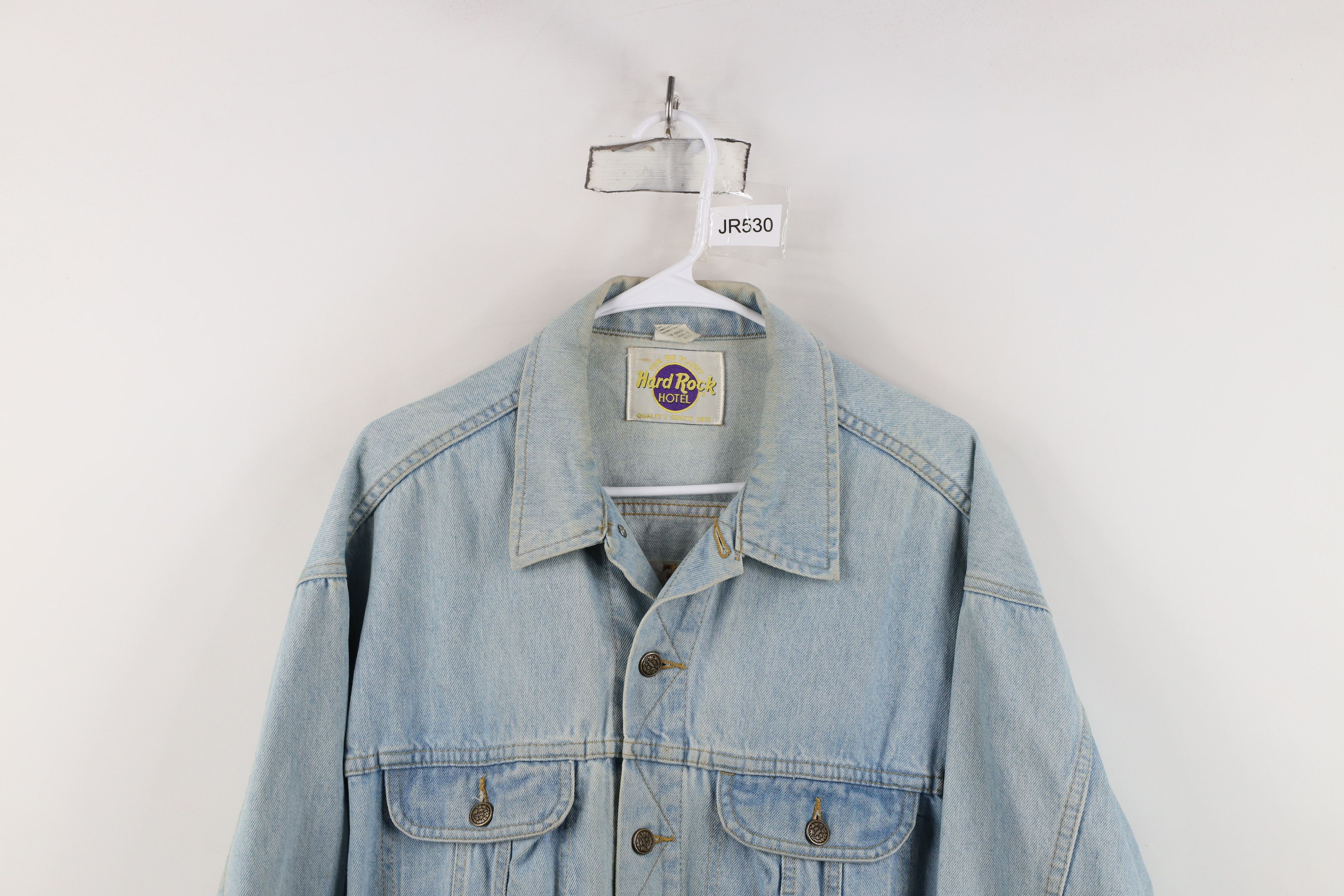 Hard Rock Cafe Vintage 90s Hard Rock Cafe Las Vegas Denim Trucker Jacket Size US L / EU 52-54 / 3 - 3 Thumbnail