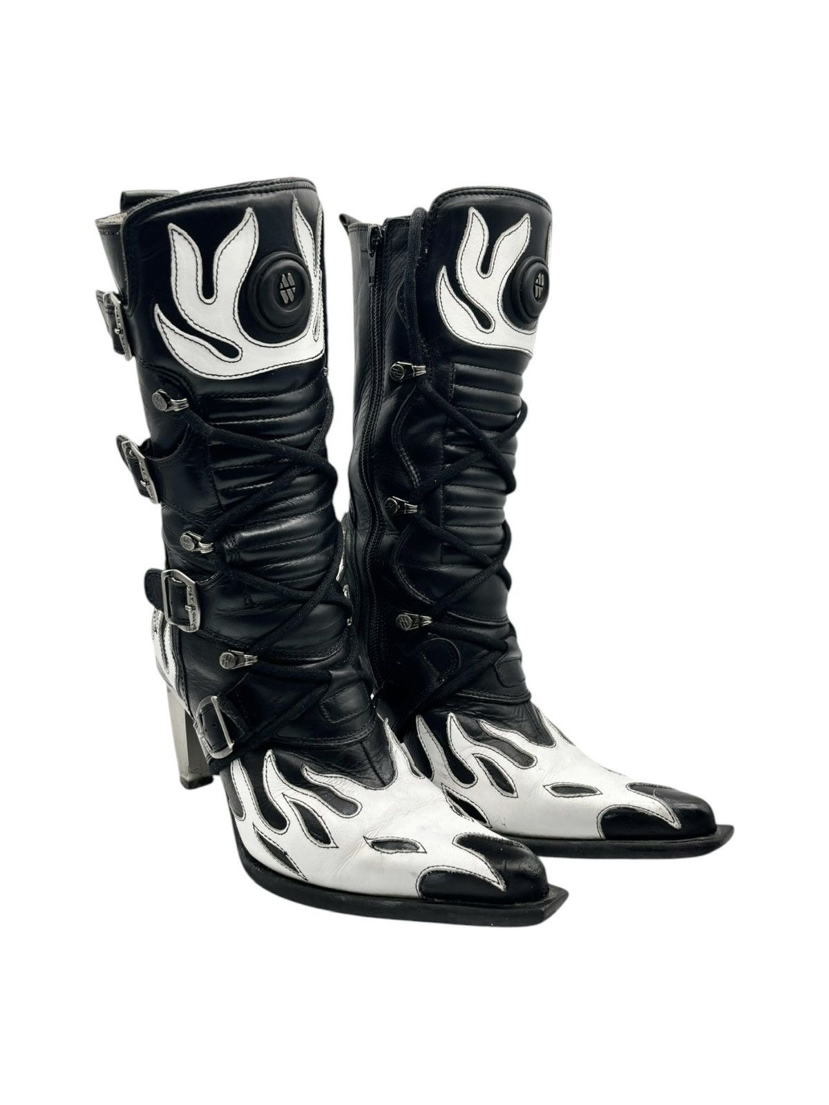 New Rock Vintage New Rock white flame biker heels Size 36 Size US 6 / IT 36 - 1 Thumbnail