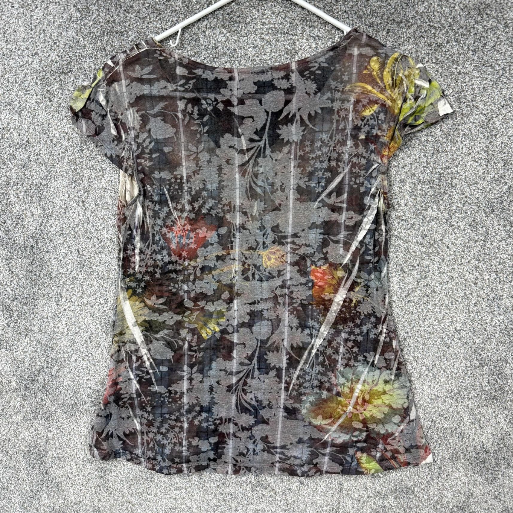 Vintage Casual Freedom Blouse Womens M Gray Floral V-Neck Boho Fairycore Y2K Size M / US 6-8 / IT 42-44 - 7 Thumbnail