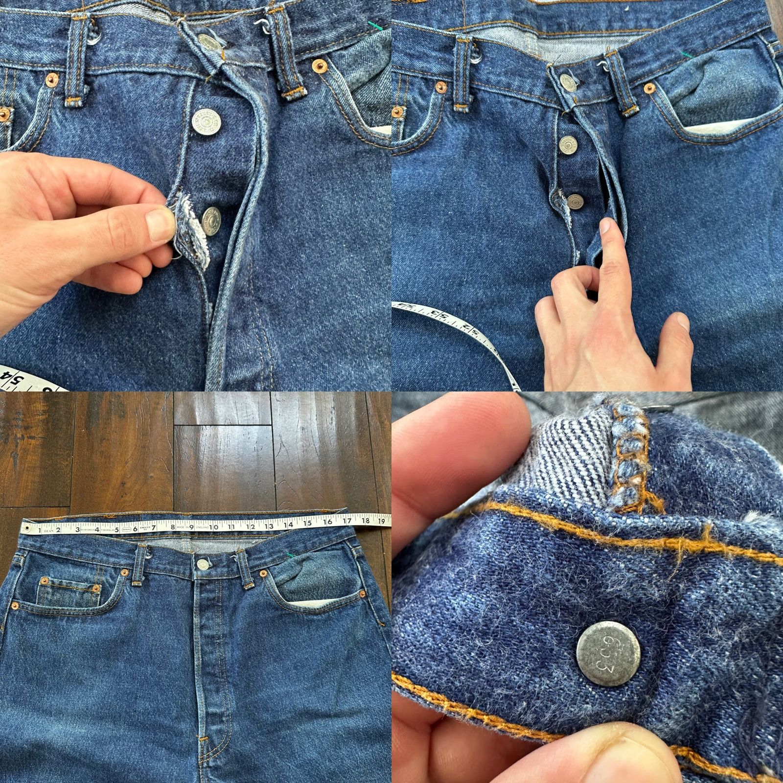Levi's VINTAGE Levi's 501 Jeans - Button Fly - 38x36 - Light Blue Denim - Men’s Straight Fit, 80s/90s Era, USA Tag, Regular Rise, Cotton Denim, 501 Series Size US 38 / EU 54 - 8 Thumbnail