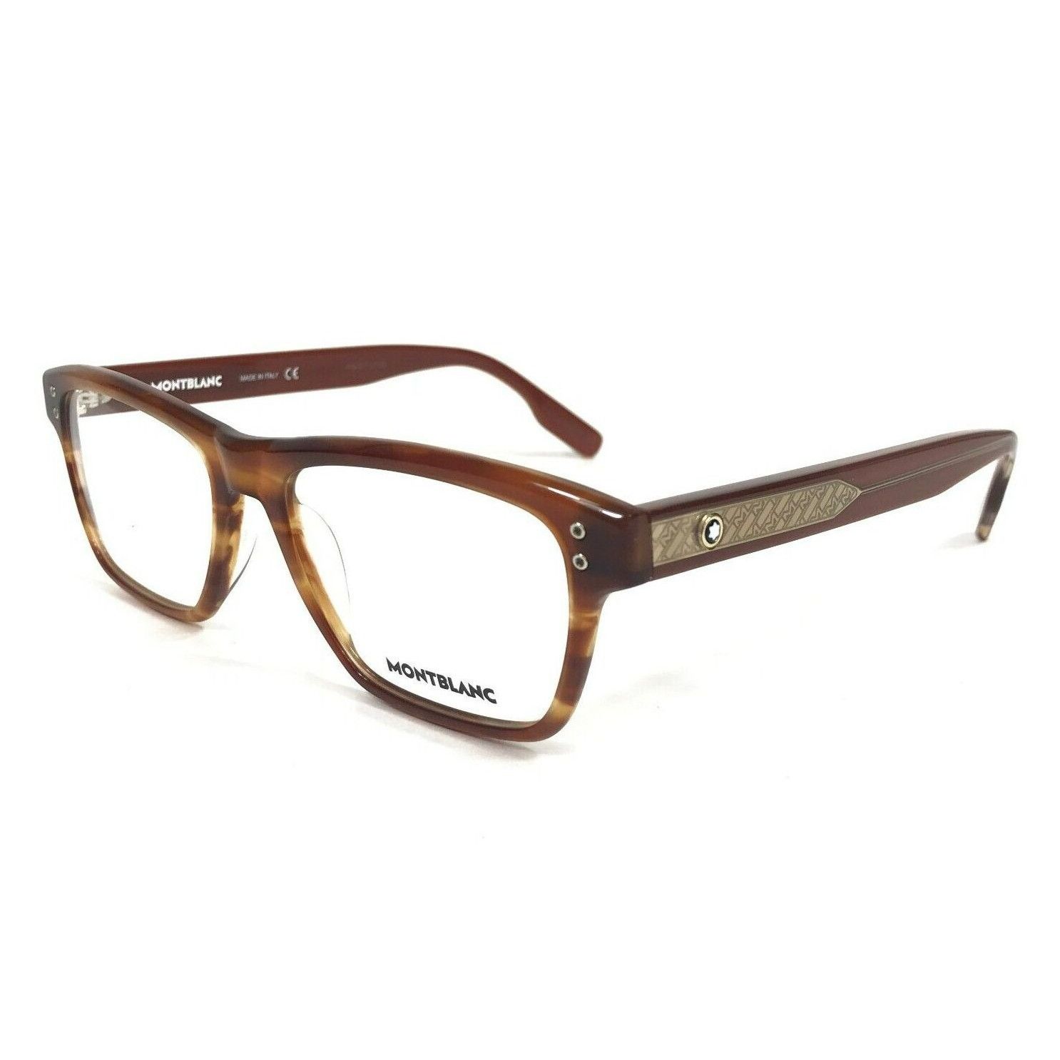Montblanc NEW Montblanc MB0125O - 006 Striped Horn(889652306704-KBA) Size ONE SIZE - 1 Thumbnail