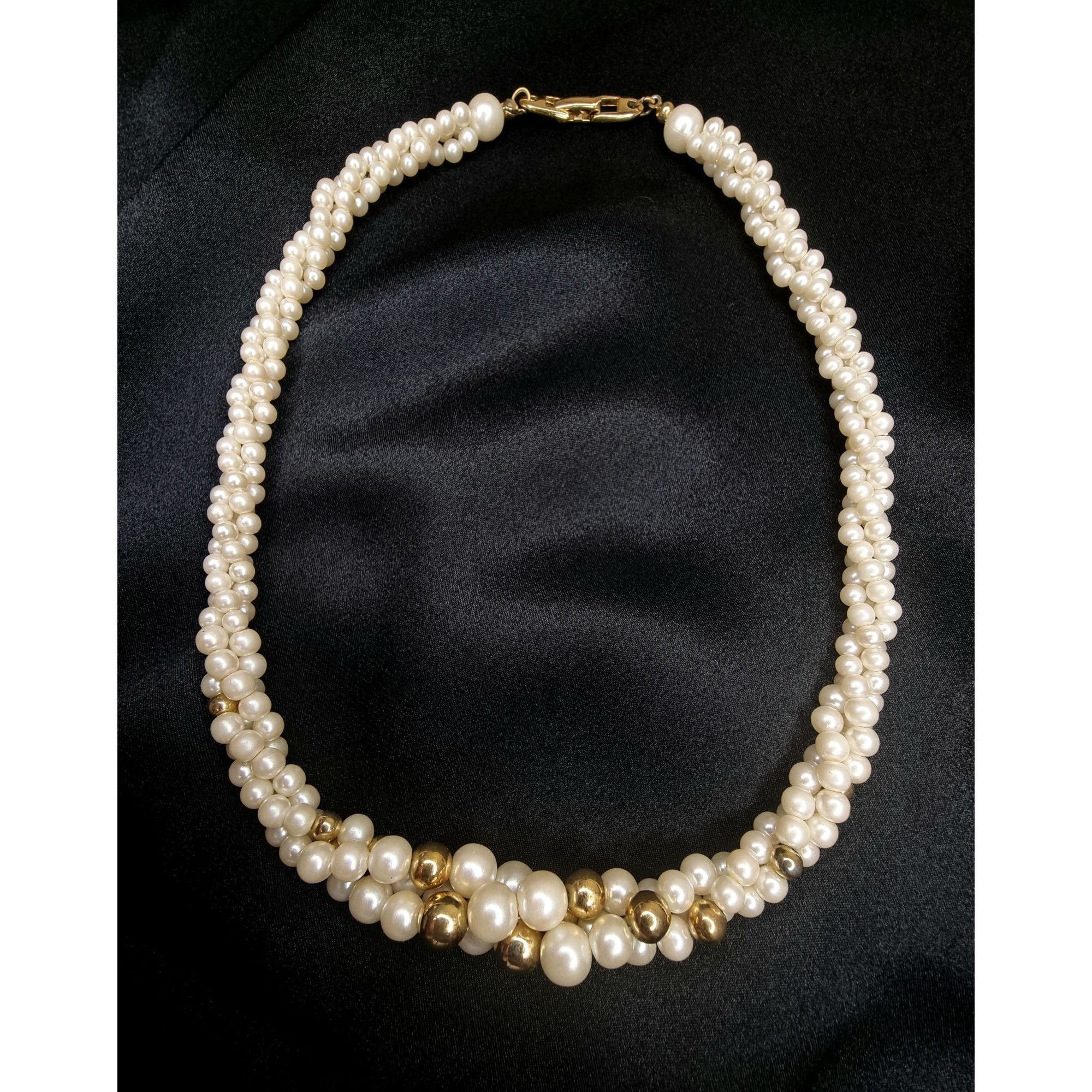 Vintage Vintage Napier Double-Strand Faux Pearl & Gold-Tone Beaded N Size ONE SIZE - 3 Thumbnail