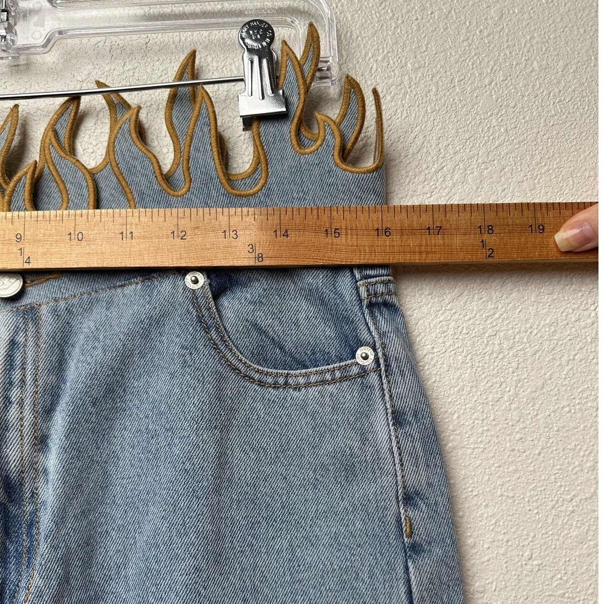 Other FUCKBOY MENTALITY Hot Flame Day Jeans Light Wash Gold 36x32 Size US 36 / EU 52 - 12 Thumbnail