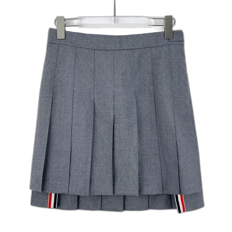 Thom Browne Gray Pleated Wool Mini Skirt by Thom Browne Size 40" / US 18 - 1 Thumbnail