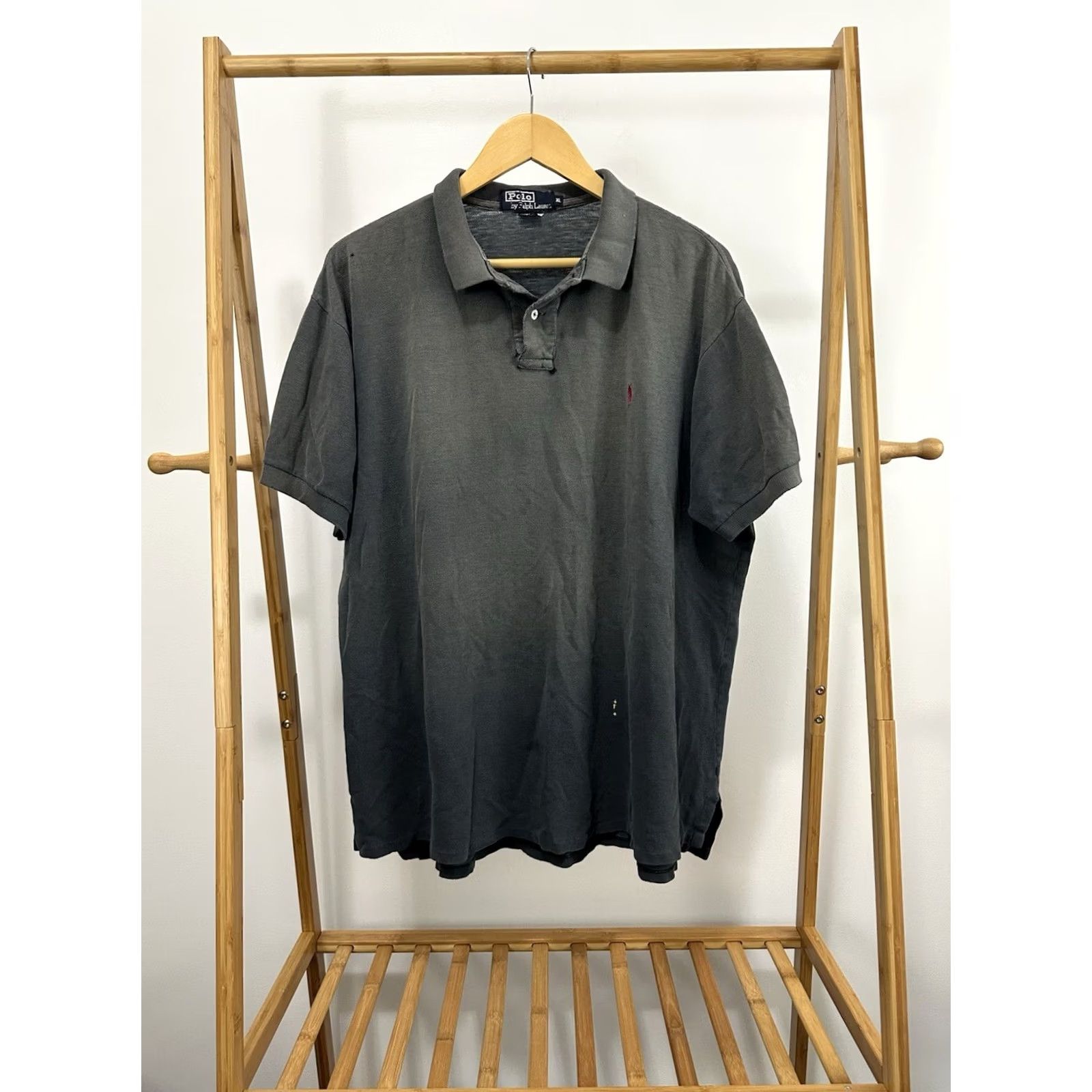 Polo Ralph Lauren VTG 90s Polo Ralph Lauren Gradient Sun Faded Pony Thrashed Worn Cotton Shirt XL Black Polo Shirt Mens Size US XL / EU 56 / 4 - 2 Thumbnail