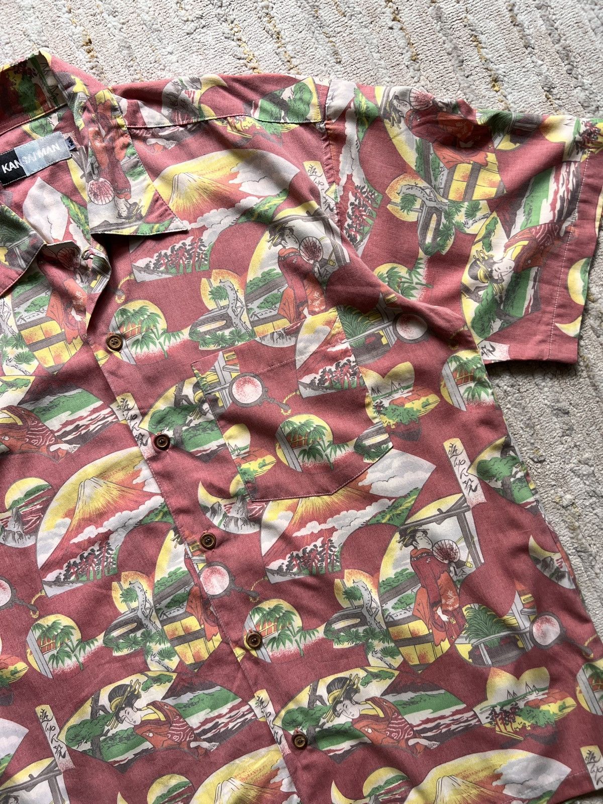 Kansai Yamamoto Kansai Man Japanese Motif Geisha Open Colar Hawaiian Shirt Size US M / EU 48-50 / 2 - 4 Thumbnail